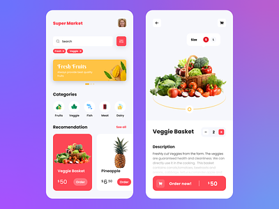 Super Market App app design grocery ui ux