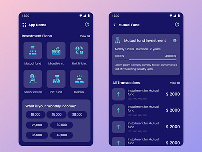 Investment App app app design investment ui ux