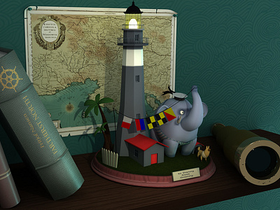 Lighthouse for Danny 3d 3d art arnold diorama illustraion kids maya modeling