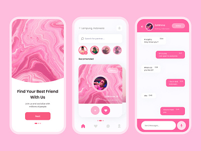 Find Your Best Friend Mobile Apps  Design cute logo 3d animation motion graphics graphic design ui illustration vector design clean chating pink web chat design ui design friend concept clean branding mobileapps mbileapps