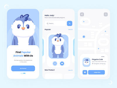 Pinguin Adopt Mobile App branding concept design geek mbileapps ui