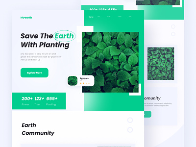 My-Earth Landing Page branding clean concept design earth green illustration logo mbileapps ui ux vector