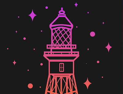 Hillsboro Inlet Lighthouse design illustration lighthouse minimalist simple stars thick lines