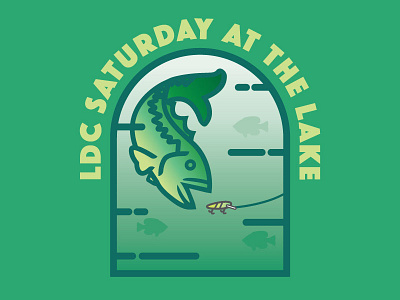 LDC SATURDAY AT THE LAKE badge bass bluegill event fishing fishing lures illustration largemouth logo logo design simple thicklines