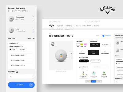 Callaway :: Product Summary customize portal product product design walk through web