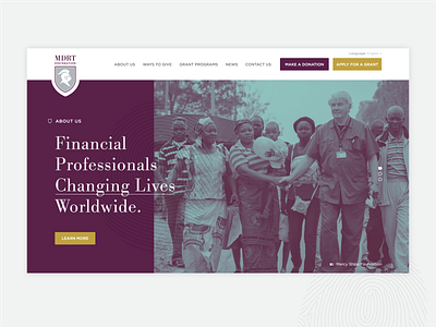 MDRT Foundation :: Hero design donate faded elements foundation grant hero hero image homepage image overlay non profit purple serif font ui ux web design