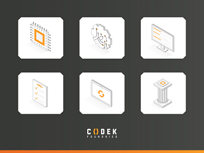 Codek Foundries :: Isometric Icons code icons illustration illustrator isometric software technology web design