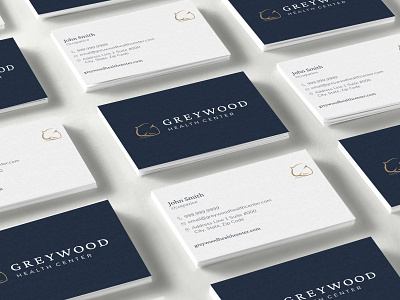 Greywood Health Center :: Business Cards brand branding business cards graphic design health logo mental health minimal modern nature navy print