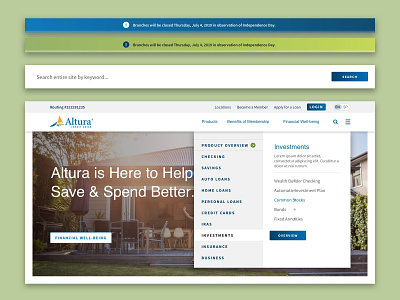 Altura :: Homepage Hero bank credit credit union finance hero homepage icons loans mega nav navigation notification products search web website