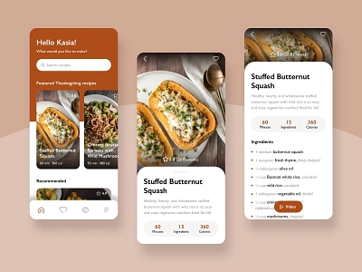 Thanksgiving :: Recipe App app cooking cooking app diet food holiday ingredients interface mobile recipe recipe app recipes thanksgiving ui ux