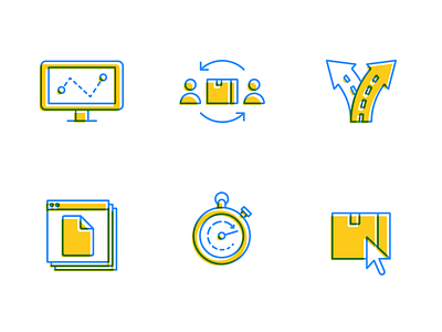 Opus9 :: Iconography branding design duotone icon icon set icons identity illustration line logistics shipment ui vector