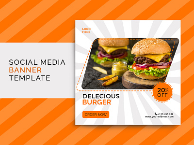 Social media post for restaurant | Food Banner banner design banner template flyer design food banner poster design