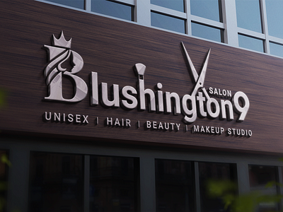 Blushington 9 Salon Logo 3d animation app branding design graphic design illustration logo logo design mockup motion graphics new logo parlor logo salon salon logo trending logo typography ui ux vector