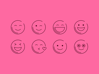 Emoji Icons blush emoji happy kiss kissing outline scherbik smile smiley wink