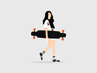 Skate Girl character flat girl illustrator llustration skate