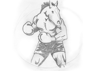 Boxing Horse Logo Sketch design icon illustration logo