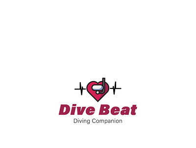 DIVE BEAT beat diver heart heartbeat logo diving modern logo pink red