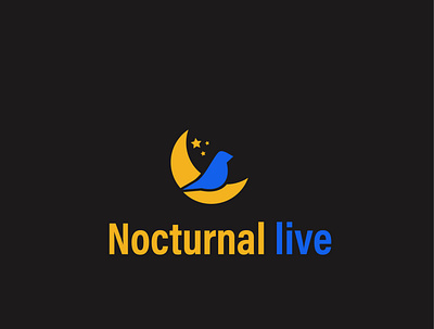 Nocturnal live bird birdlogo black blue logo moon nest night nightbird nightlife nocturnal star yellow