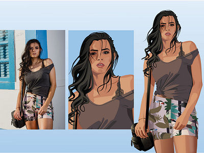 vectorize or cartoonize latina girl