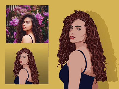 vectorize or cartoonize curly young girl beautiful beauty cartoon character curly cute face fashion female girl hair happy illustration isolated person pretty style vector woman young