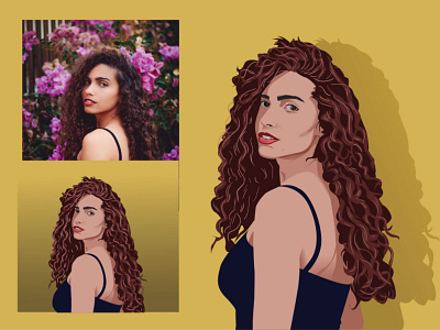 vectorize or cartoonize curly young girl