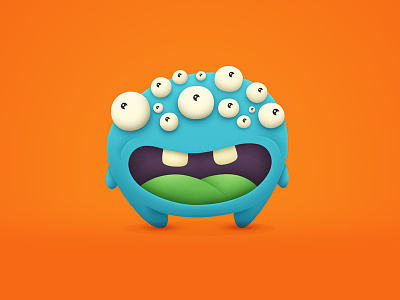 Ahhhh, Monster! bright cartoon creature cute digital eyes illustration monster mouth mutant silly tongue