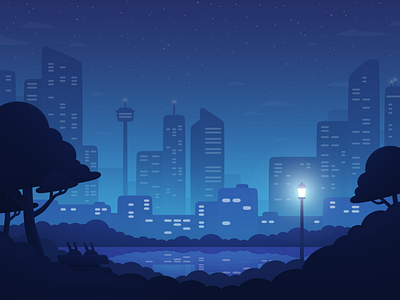 Stay the Night - City bunnies city hopper hotel illustration landscape night travel