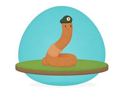 Revolutionary Worm beret cartoon character compost illustration revolution worm