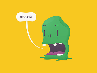 Brains! brains cartoon illustration monster zombie