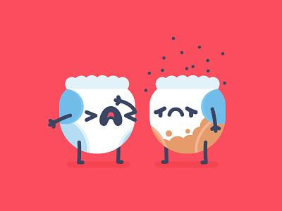 Needly - Stinky Nappies baby crying cute flies illustration nappies needly poop smelly stinky vector