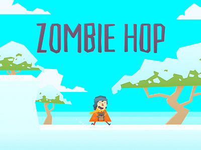 Zombie Hop clouds cute game girl illustration snow teddy trees zombie