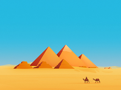 Pyramids of Giza camel egypt giza hopper illustration landscape pyramids