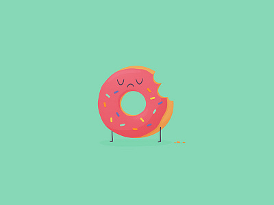 Sad Donut bite cute donut food illustration sad