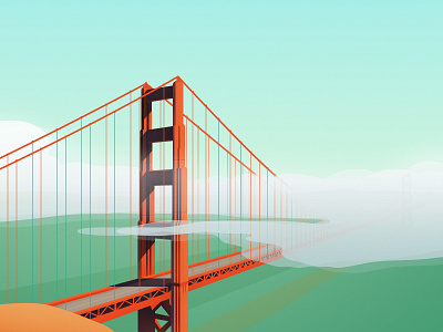 Golden Gate Bridge america bridge clouds golden gate bridge hopper illustration landscape ocean san francisco usa water
