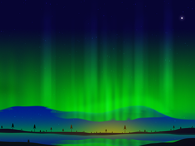 The Northern Lights aurora borealis hopper illustration landscape night northern lights sky