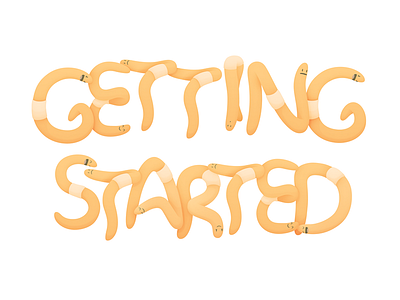 Getting Started cute illustration typography worms