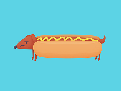 Hot Dog bun cute dog food hot dog illustration mustard