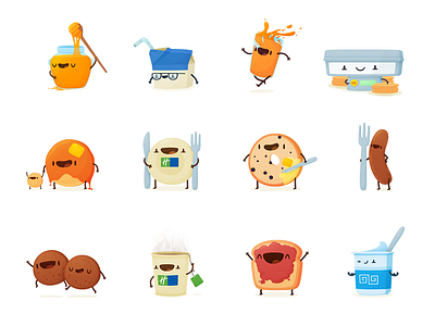 Breakfast Emoji – Part II breakfast cute emoji emoticons food illustration stickers