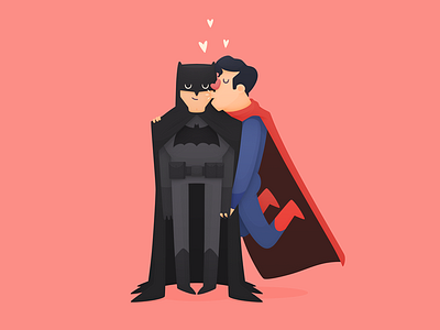 Batman Loves Superman batfleck batman illustration love superman