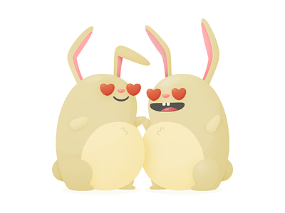 Hopper Stickers app bunnies emoji happy heart hopper illustration ios iphone love mobile stickers