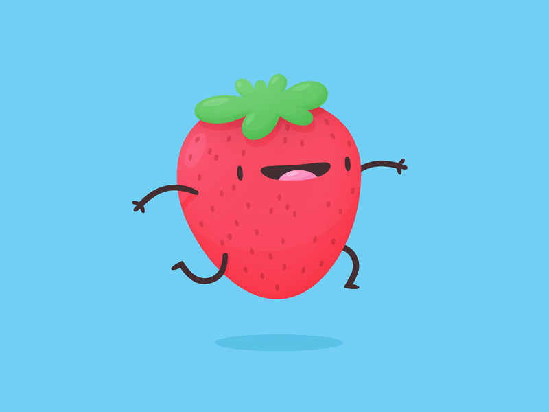 Skipping Strawberry animation berry character cute food fruit happy illustration skipping strawberry