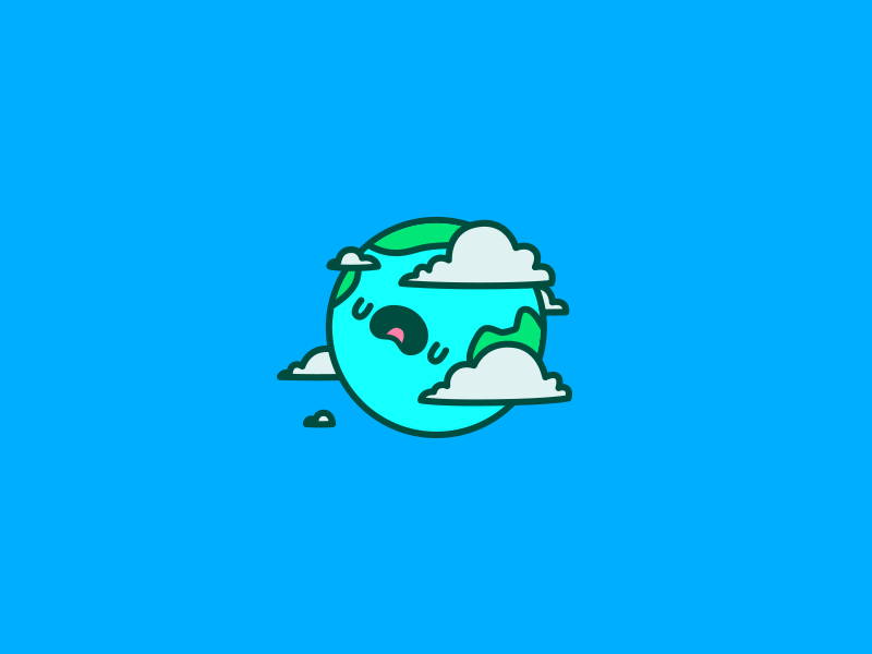 Moody Earth clouds content earth grumpy happy illustration moody outline sad smile sun vector