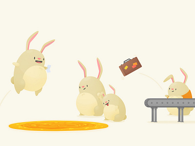 Timewarp - Flexi Stops airport bunnies flying illustration portal rabbits time timewarp travel