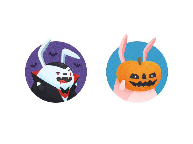 Halloween Profile Bunnies bunnies characters halloween illustration monster mummy profile pumpkin vampire werewolf witch zombie