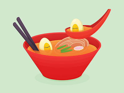 Ramen cute eggs food illustration japan ramen