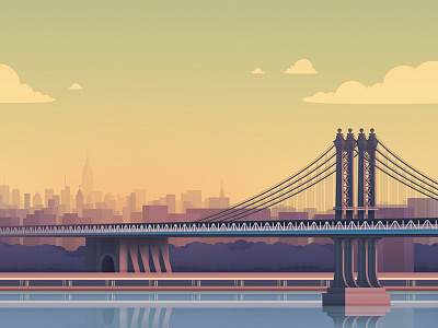 New York bridge brooklyn city hopper illustration new york
