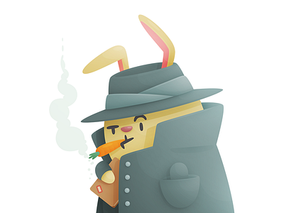 Special Agent Buns bunny carrot hopper illustration secret spy