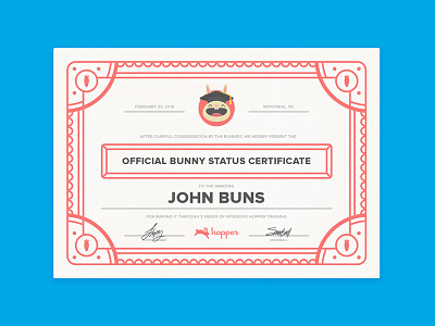Hopper Graduate Certificate bunny carrot certificate graduate hopper illustration print type