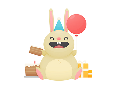 Bunny Birthday balloon birthday bunny cake cute illustration present