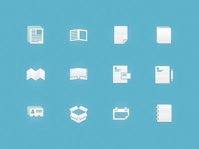 Print Icons binding blue books box calendar card design digital files folder icons illustration paper print tags